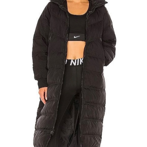 NIKE! Check Water Repellent Long Puffer Coat